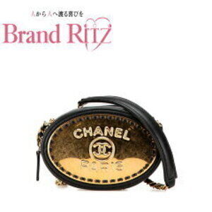 Chanel Coco Mark Crossbody Chain Shoulder Bag Lambskin Plated Black Gold Accents